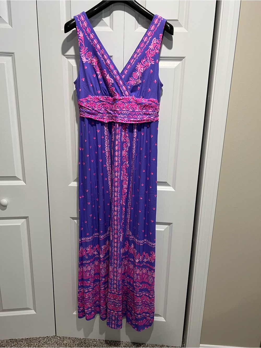 Lilly Pulitzer Margarita Maxi Dress Mystical Purple Coral Craze, XL